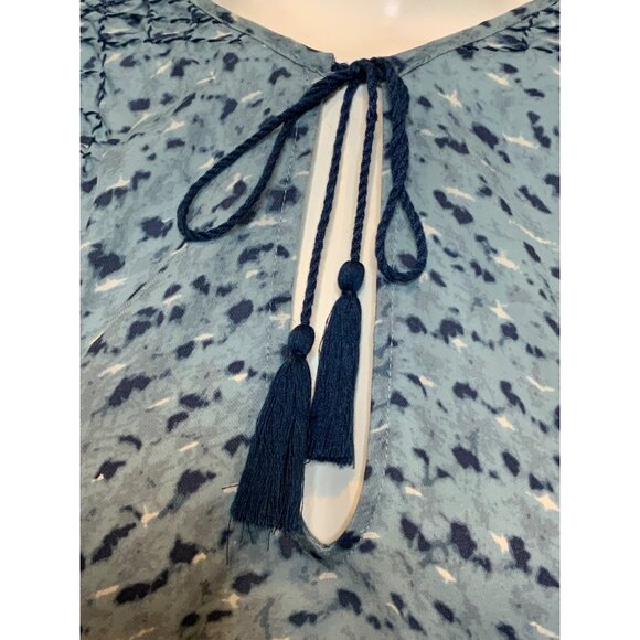 Joie Blue Speckled Silk Tie-Neck Top, Size S - Picture 3 of 9